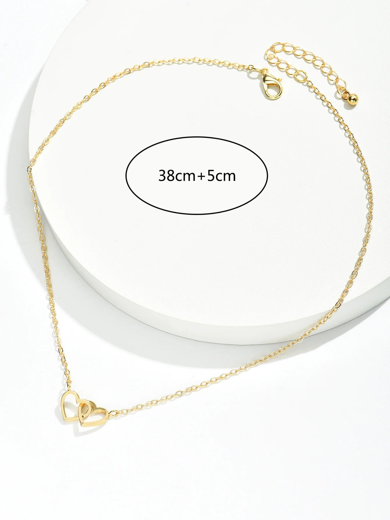 Double Heart Chain Necklace – Elegant Fashion Jewelry Gift for Her