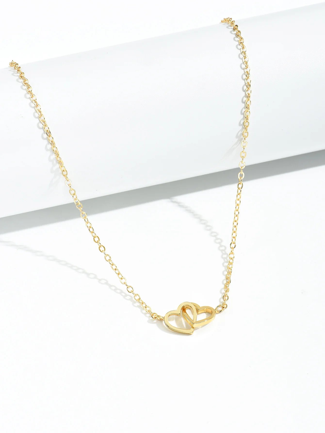 Double Heart Chain Necklace – Elegant Fashion Jewelry Gift for Her