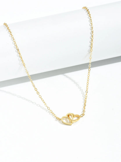Double Heart Chain Necklace – Elegant Fashion Jewelry Gift for Her