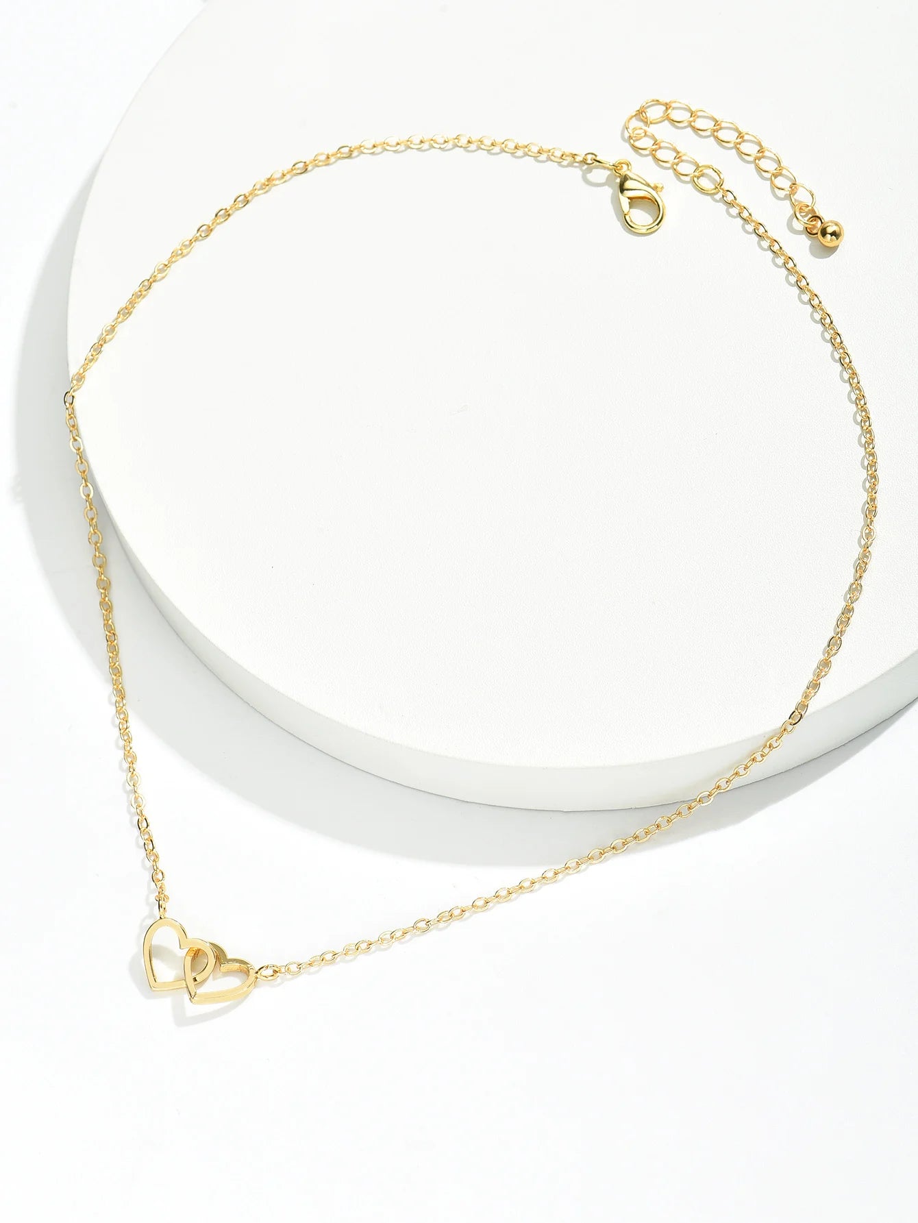 Double Heart Chain Necklace – Elegant Fashion Jewelry Gift for Her