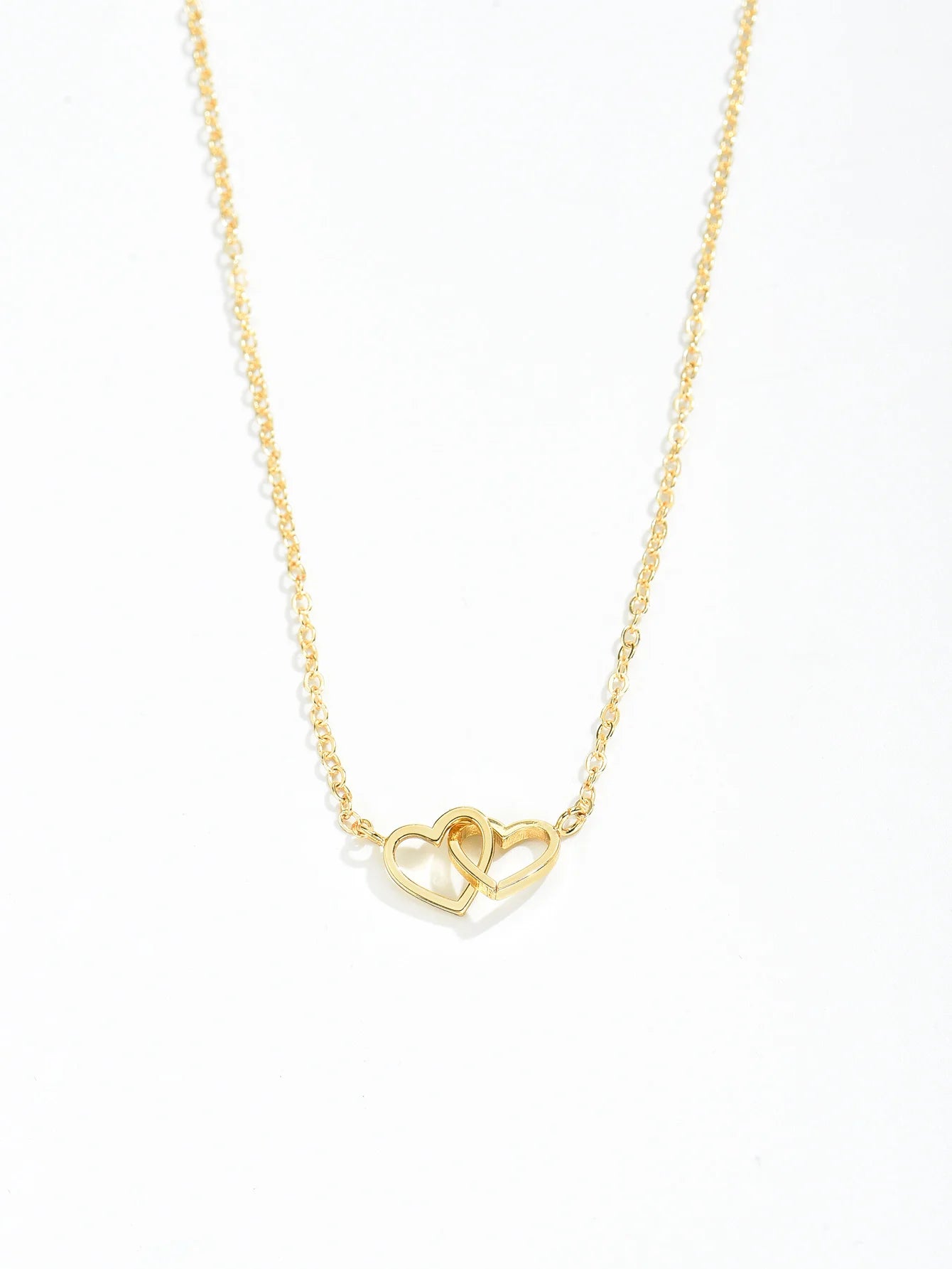 Double Heart Chain Necklace – Elegant Fashion Jewelry Gift for Her