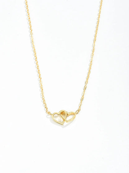 Double Heart Chain Necklace – Elegant Fashion Jewelry Gift for Her